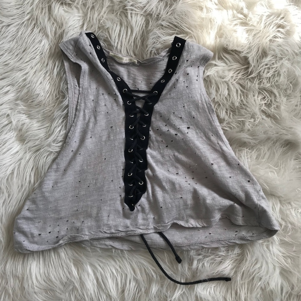 Necessary clothing lace up top NEVER WORN!